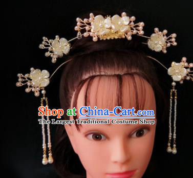 Chinese Ancient Traditional Hanfu Shell Hairpins Hair Comb Handmade Classical Hair Accessories for Women