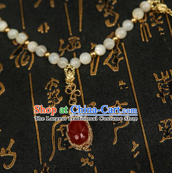Chinese Traditional Hanfu Agate Tassel Necklace Traditional Classical Jewelry Accessories for Women