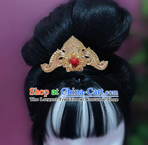 Chinese Ancient Traditional Hanfu Golden Hair Comb Handmade Classical Hair Accessories for Women