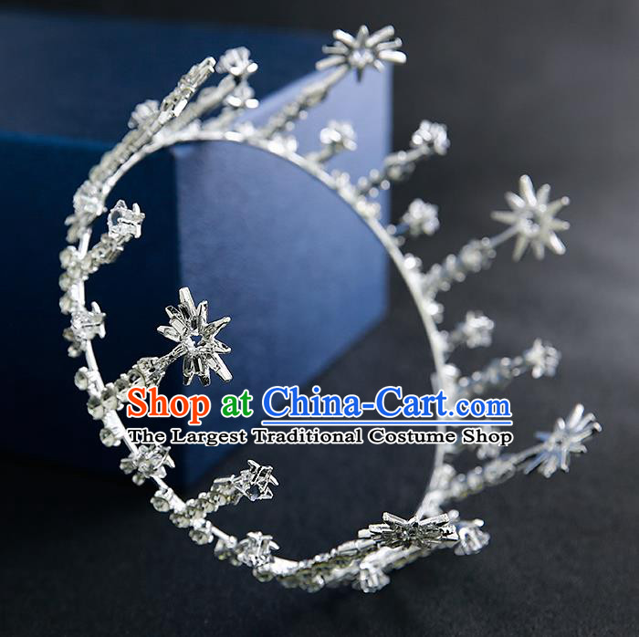 Handmade Top Grade Hair Accessories Baroque Crystal Round Royal Crown for Women