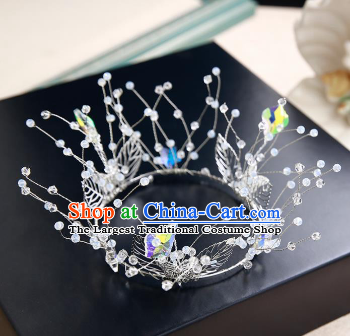 Handmade Top Grade Bride Hair Accessories Baroque Round Royal Crown for Women