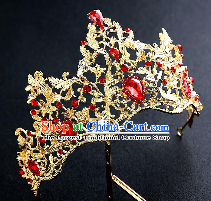 Top Grade Handmade Baroque Royal Crown Hair Accessories Princess Hair Clasp for Women