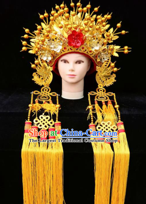 Traditional Chinese Peking Opera Diva Golden Phoenix Coronet Beijing Opera Princess Hats for Women