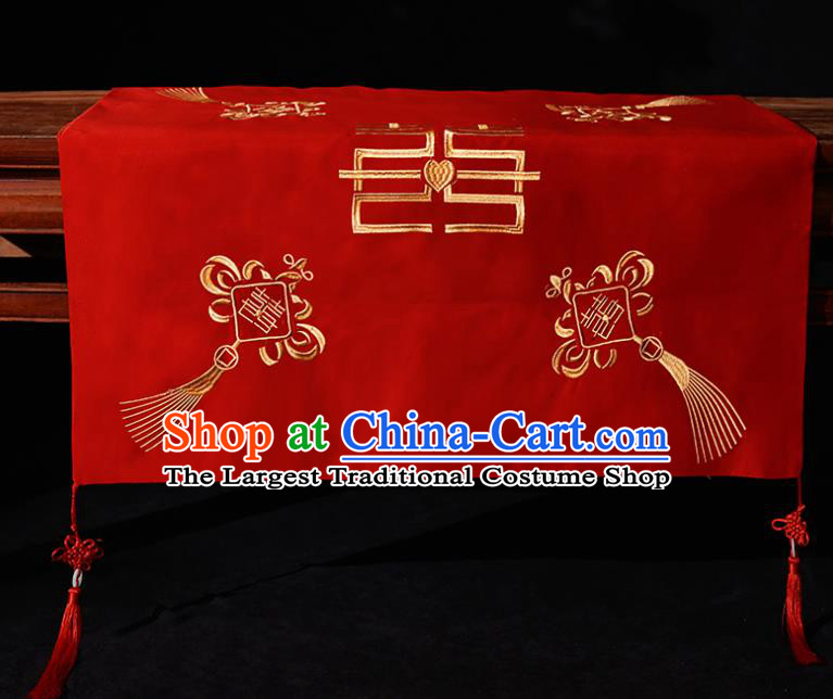 Chinese Traditional Wedding Hair Accessories Ancient Bride Embroidered Chinese Knots Red Cover Headwear for Women