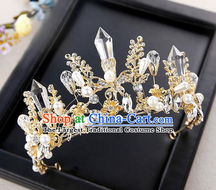 Top Grade Handmade Baroque Crystal Royal Crown Hair Accessories Princess Hair Clasp for Women