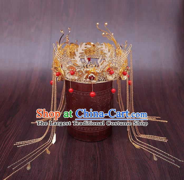 Chinese Ancient Traditional Hanfu Hairpins Handmade Bride Phoenix Coronet Classical Hair Accessories for Women