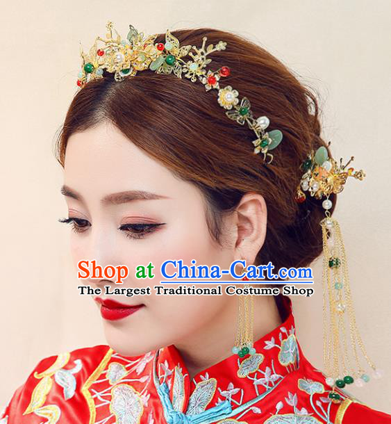 Chinese Ancient Traditional Hanfu Hairpins Handmade Bride Hair Clasp Classical Hair Accessories for Women