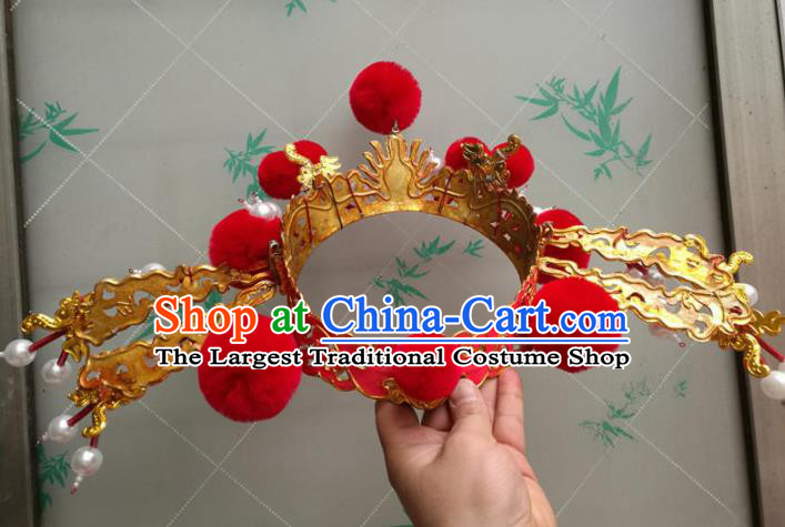Traditional Chinese Beijing Opera Takefu Helmet Peking Opera Hair Accessories Hat for Men