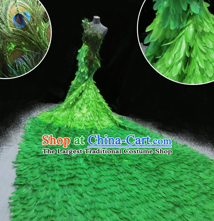 Halloween Stage Show Green Feather Samba Costumes Brazilian Carnival Parade Trailing Dress for Women