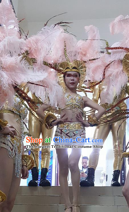 Brazilian Carnival Parade Catwalks Stage Show Samba Costumes and Feather Headwear for Women