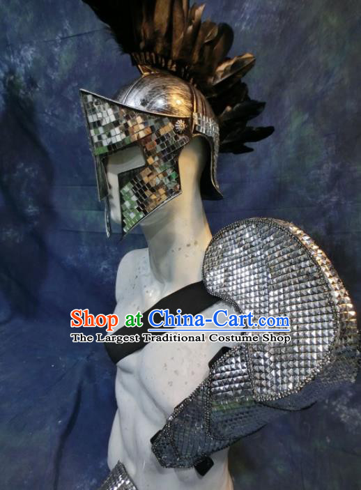 Halloween Cosplay Roman Knight Costumes Brazilian Carnival Parade Clothing and Hat for Men