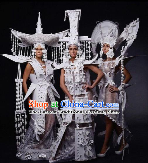 Brazilian Carnival Parade Costumes Halloween Catwalks Clothing and Headwear for Women