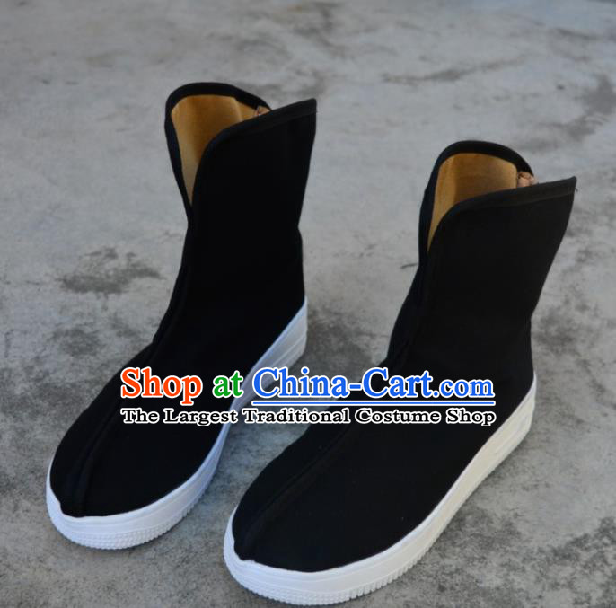 Chinese Traditional Black Boots Ancient Swordsman Shoes Cloth Shoes for Men