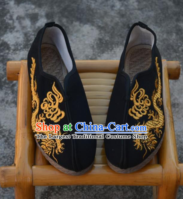 Chinese Traditional Shoes Ancient Swordsman Shoes Embroidered Dragons Shoes for Men
