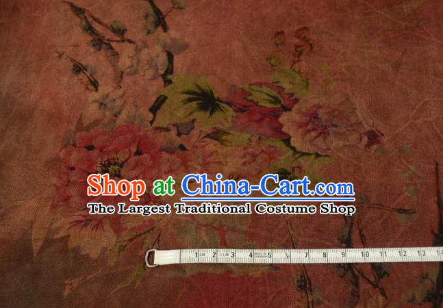 Asian Chinese Traditional Peony Pattern Silk Design Brocade Fabric Chinese Gambiered Guangdong Gauze Material