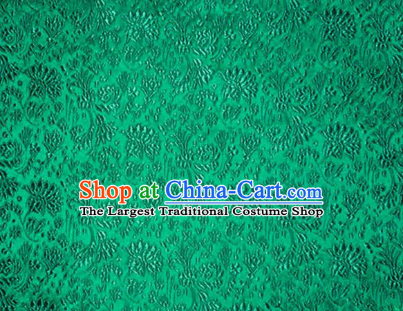 Asian Chinese Tang Suit Material Traditional Cockscomb Pattern Design Green Satin Brocade Silk Fabric