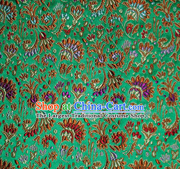 Asian Chinese Tang Suit Material Traditional Cockscomb Pattern Design Deep Green Satin Brocade Silk Fabric