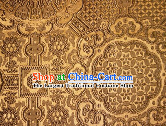 Asian Chinese Tang Suit Material Traditional Pattern Design Golden Brocade Silk Fabric