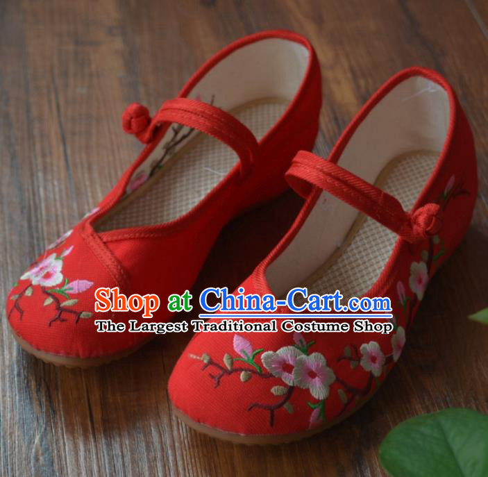Chinese Traditional Hanfu Red Shoes Ancient Princess Shoes Embroidered Shoes for Women