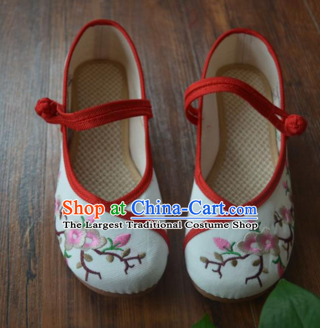 Chinese Traditional Hanfu White Shoes Ancient Princess Shoes Embroidered Shoes for Women