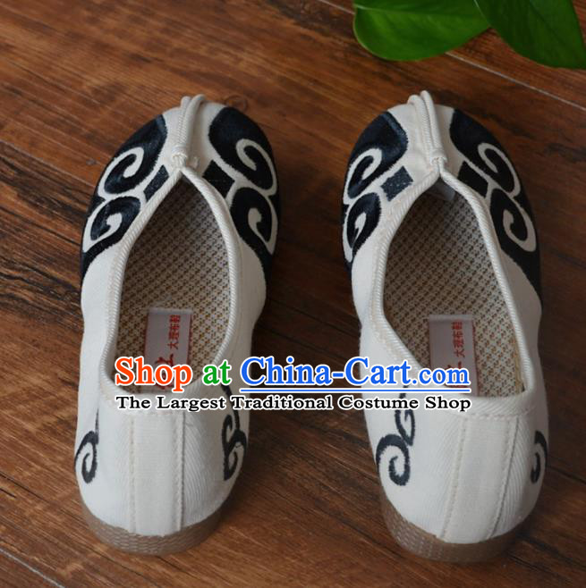 Chinese Traditional Shoes Ancient Monk Shoes White Cloth Shoes for Men