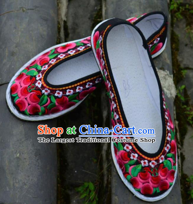 Chinese Traditional Hanfu Black Shoes Ancient Princess Shoes Embroidered Shoes for Women