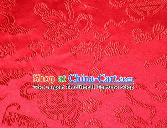 Asian Chinese Tang Suit Silk Fabric Brocade Material Traditional Cucurbit Pattern Design Red Satin