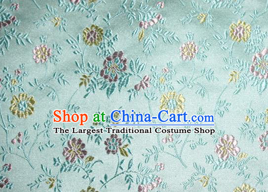 Asian Traditional Royal Flowers Pattern Design Green Satin Material Chinese Tang Suit Brocade Silk Fabric