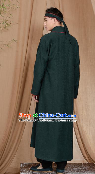 Chinese Traditional Tang Suit Costumes National Green Coat Overcoat for Men