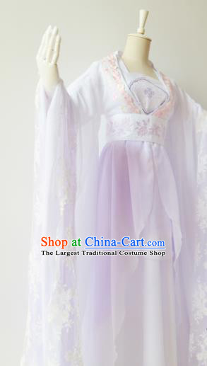 Traditional Chinese Tang Dynasty Princess Costumes Ancient Cosplay Imperial Concubine Lilac Hanfu Dress for Women