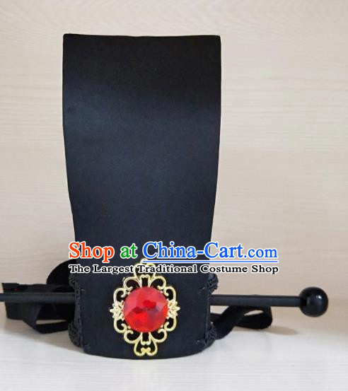 Chinese Ancient Nobility Childe Hair Accessories Black Hairdo Crown Han Dynasty Prince Headwear for Men