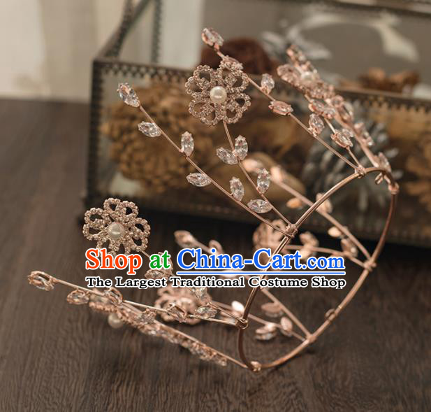 Top Grade Handmade Wedding Hair Accessories Bride Crystal Royal Crown Headwear for Women