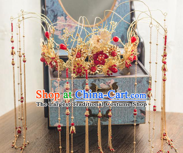 Chinese Ancient Bride Wedding Hair Accessories Luxury Phoenix Coronet Hairpins Headwear for Women