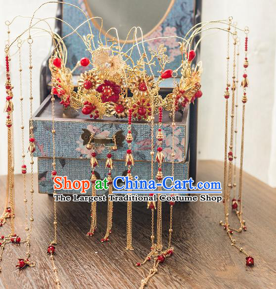 Chinese Ancient Bride Wedding Hair Accessories Luxury Phoenix Coronet Hairpins Headwear for Women