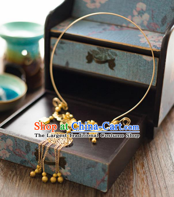 Chinese Ancient Wedding Accessories Bride Handmade Golden Palace Necklace for Women
