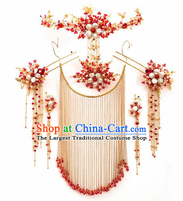 Chinese Ancient Palace Hair Accessories Bride Hanfu Hair Comb Hairpins Headwear for Women