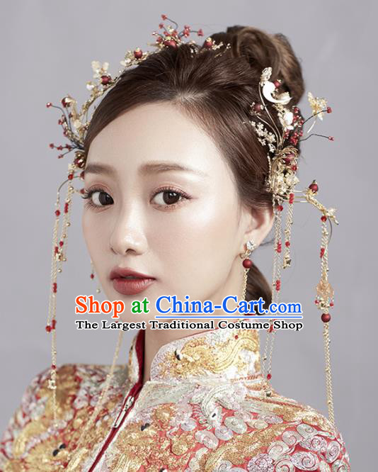 Chinese Ancient Palace Hair Accessories Bride Hanfu Hair Clips Tassel Hairpins Headwear for Women