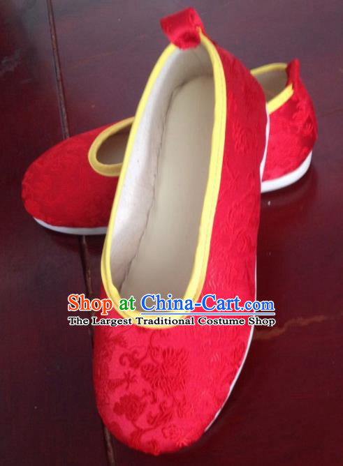 Traditional Chinese Red Shoes Ancient Princess Shoes Wedding Embroidered Shoes for Women