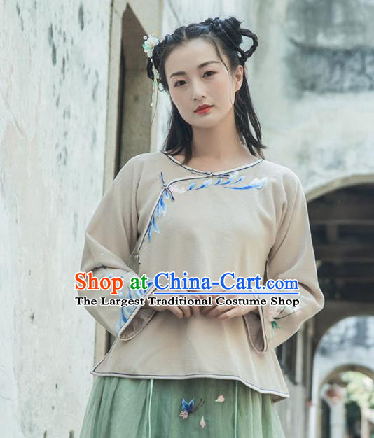 Chinese Traditional Costumes National Upper Outer Garment Qipao Blouse for Women