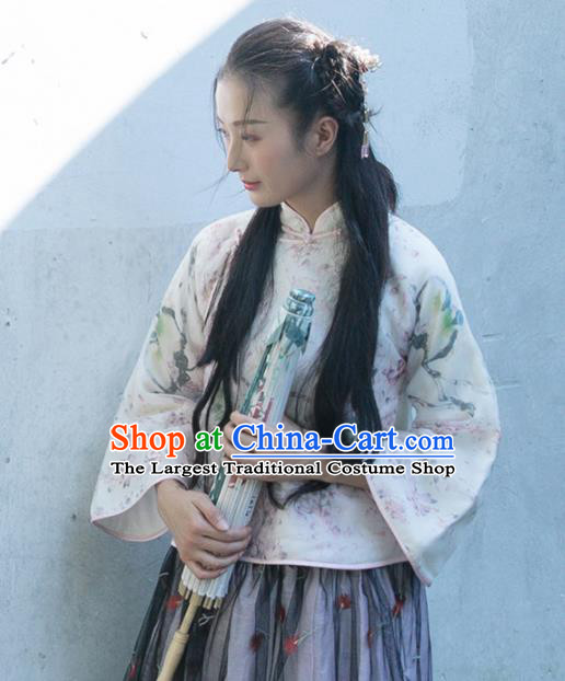 Chinese Traditional Costumes National Tang Suit Silk Blouse Qipao Upper Outer Garment for Women