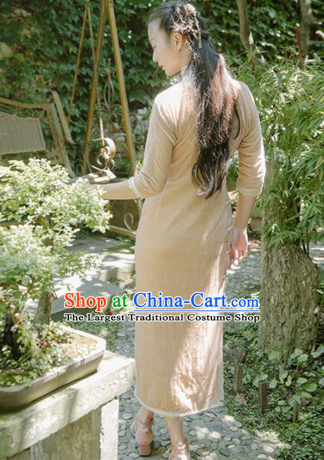 Chinese Traditional Costumes National Velvet Qipao Dress Classical Cheongsam for Women