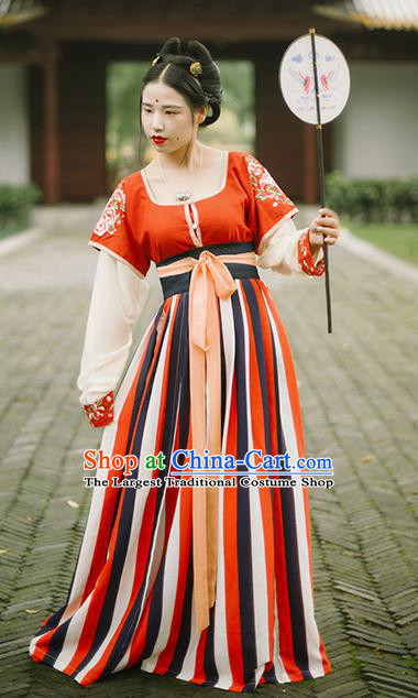 Chinese Traditional Tang Dynasty Palace Historical Costumes Ancient Princess Court Maid Hanfu Dress for Women