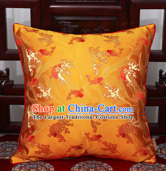 Chinese Classical Household Ornament Traditional Golden Brocade Back Cushion Cover