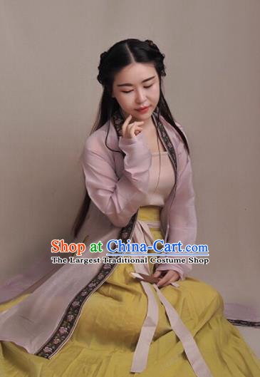 Chinese Ancient Young Lady Hanfu Dress Traditional Song Dynasty Historical Costumes for Women