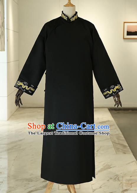 Chinese Traditional Wedding Black Gown Ancient Bridegroom Embroidered Costumes for Men