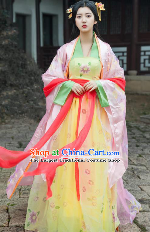 Traditional Chinese Ancient Drama Peri Costumes Tang Dynasty Palace Princess Hanfu Dress for Women