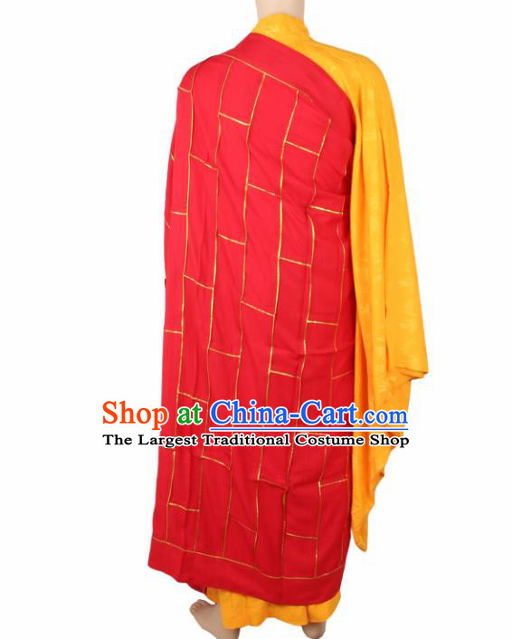 Chinese Traditional Buddhist Monk Clothing Arhat Red Cassock Buddhism Monks Costumes for Men