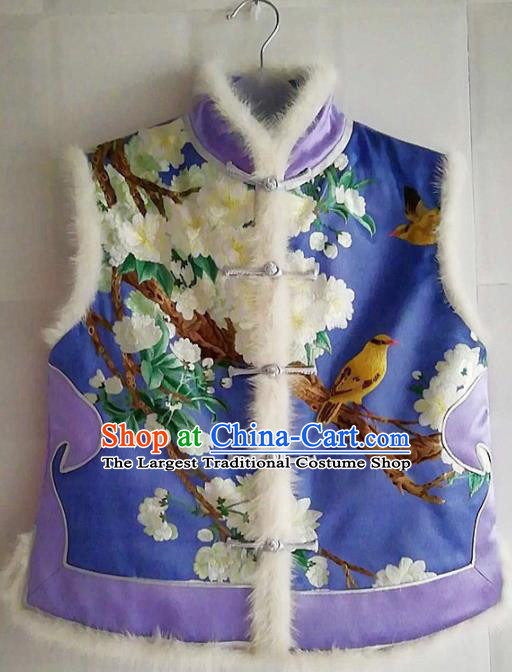 Chinese Traditional Costume Tang Suit Embroidered Vest National Purple Silk Waistcoat for Women