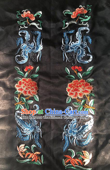 Chinese Traditional Embroidery Craft Embroidered Butterfly Peony Silk Patches Handmade Embroidering Accessories