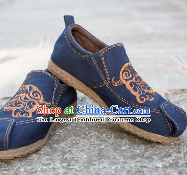Chinese Traditional Martial Arts Shoes Kung Fu Shoes Navy Shoes for Men